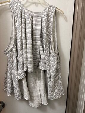 Striped Layered Tank Top in Light Gray and White